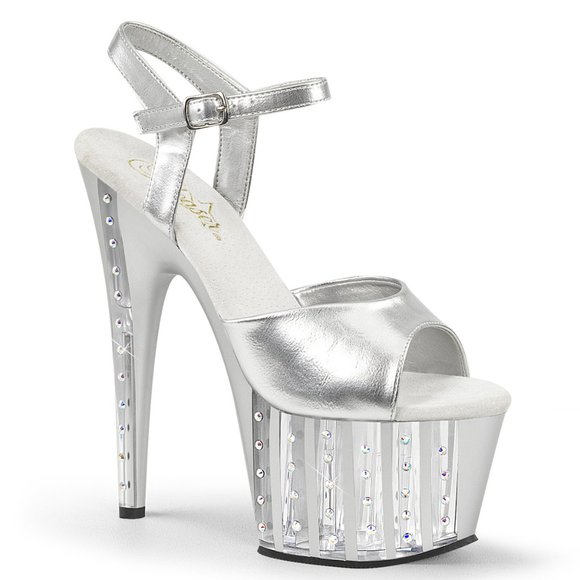 silver high heel platform shoes